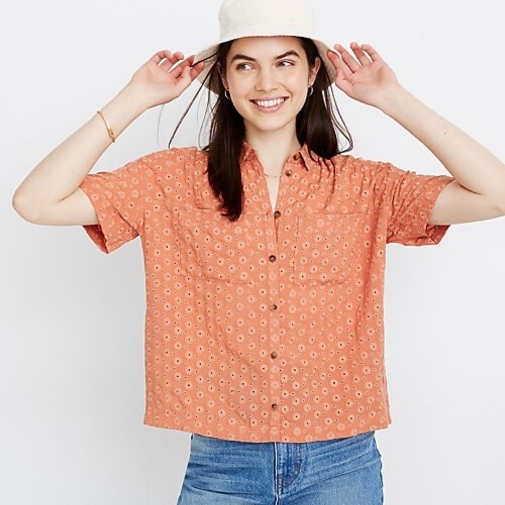 Madewell Embrodered Daisy Portside Shirt Size XXS